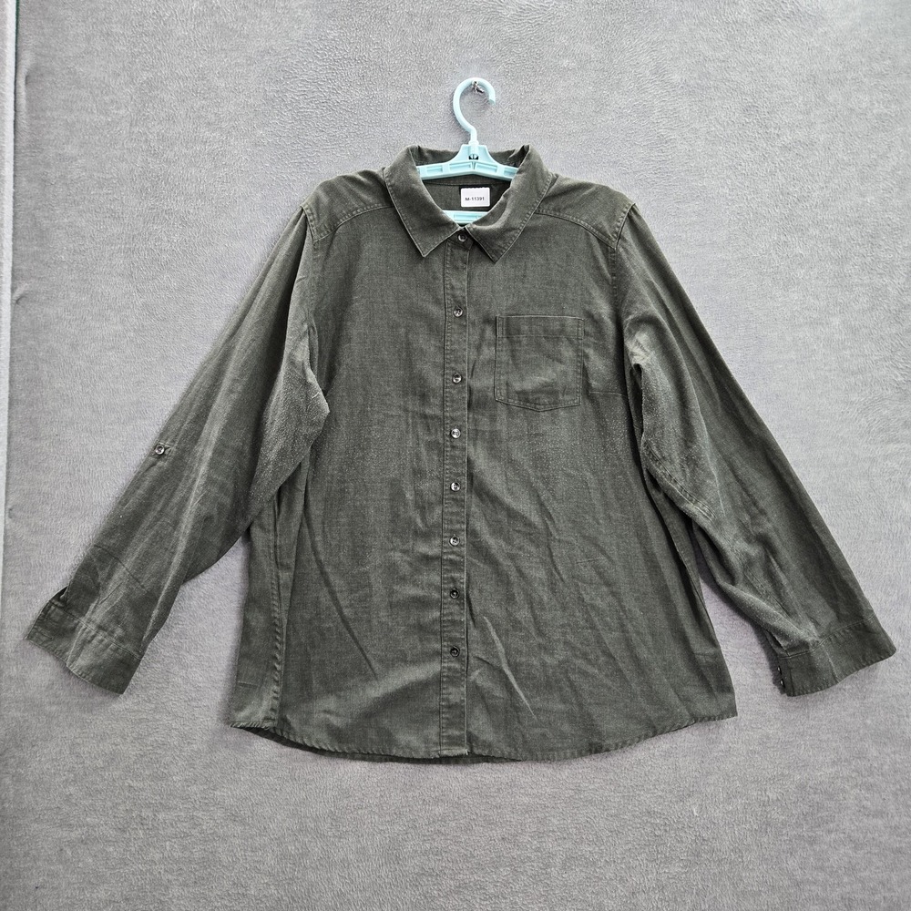 Torrid Women Button Up Shirt 2 Gray Collared Long Roll Tab Sleeve Pocket